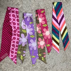 Coach silk pony scarves twilly set of 4